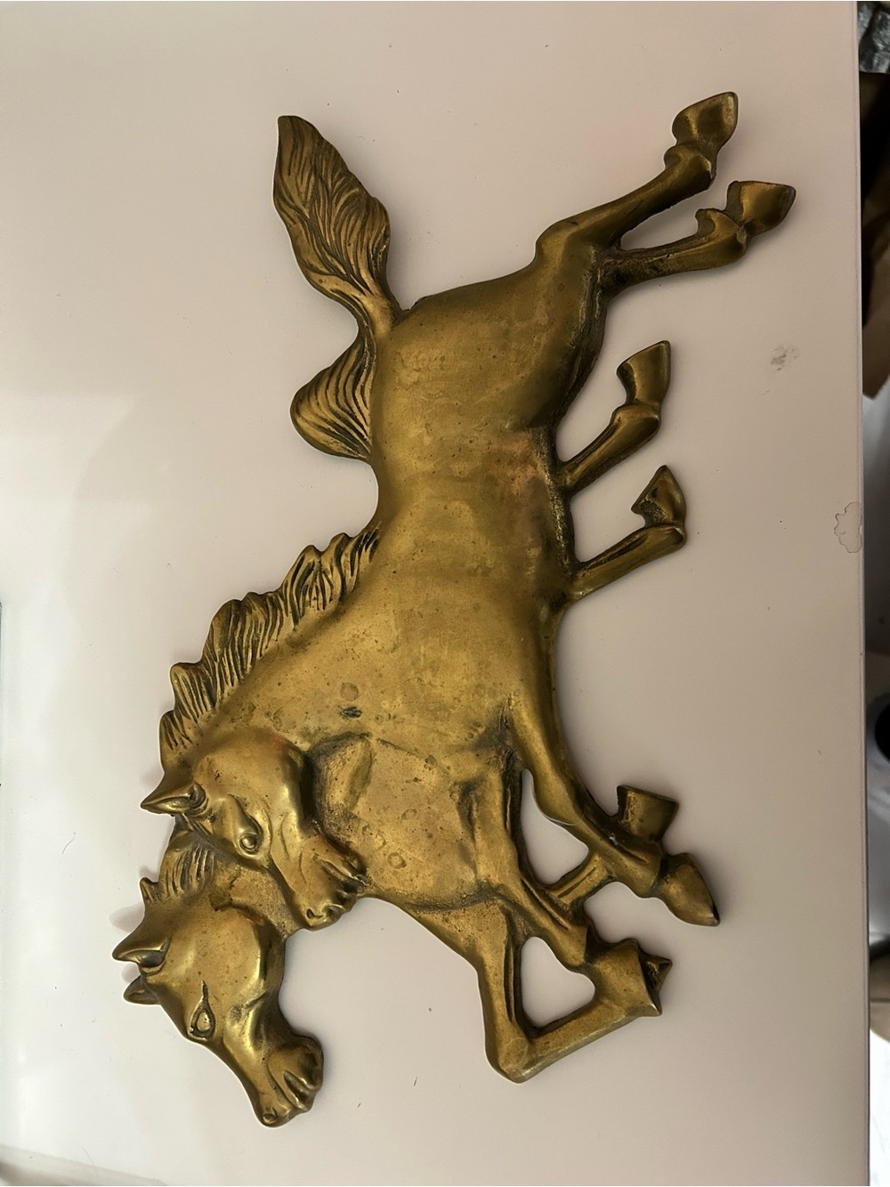 Brass Double Horse Wall Plaque - Vintage Style